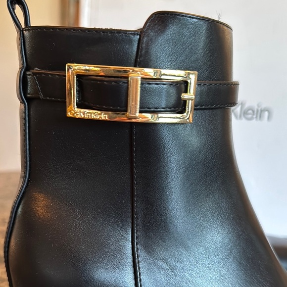 Calvin Klein Black Ankle Boots with Gold Accents NWT 6 - Picture 3 of 12